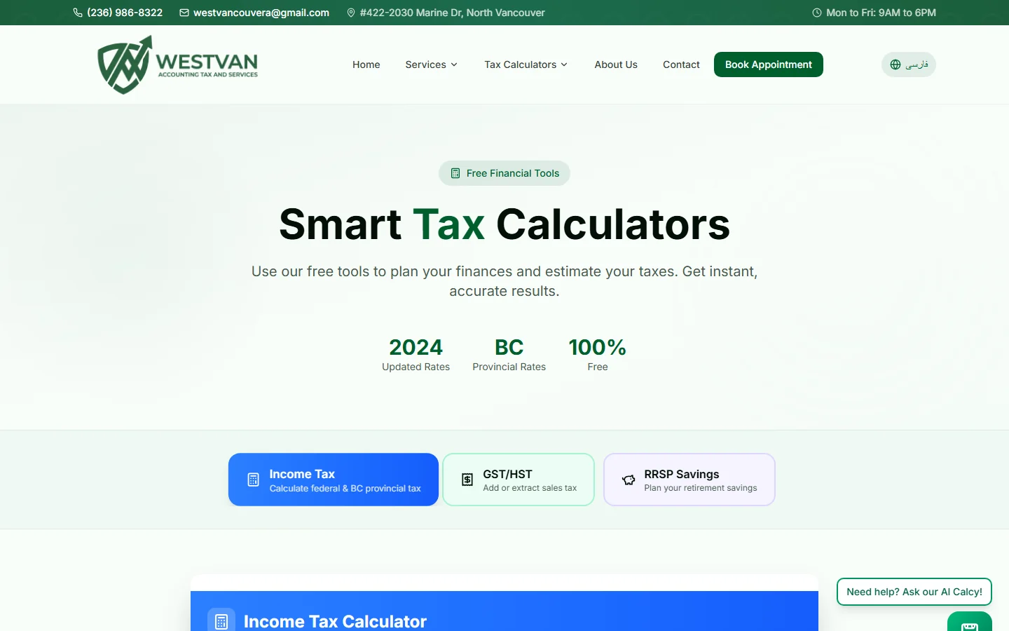 WestVan Accounting website preview